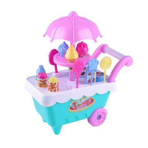 Mini Ice Cream Cart - 16 Piece Toy Ice Cream Stand and Pretend Play ...