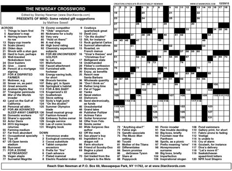 Newsday Printable Crossword Puzzles