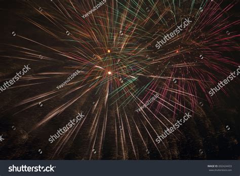 Multiple Fireworks Color Summer Night Sky Stock Photo (Edit Now) 692424433