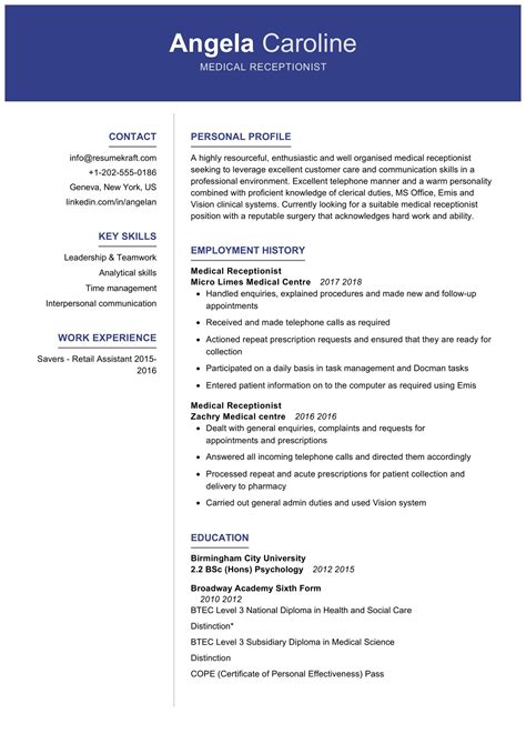 Medical Receptionist Resume Sample in 2024 - ResumeKraft