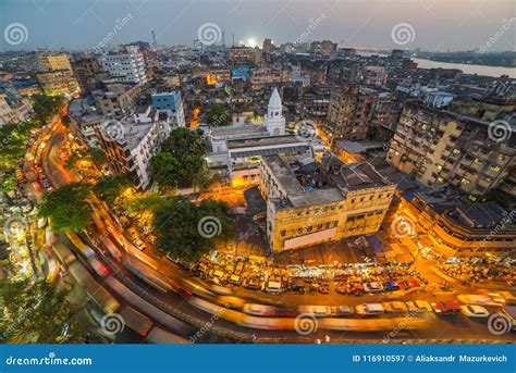 Kolkata City Top View at Night, West Bengal, India. Stock Image - Image ...