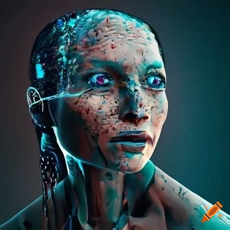 Depiction of a human head merged with ai elements