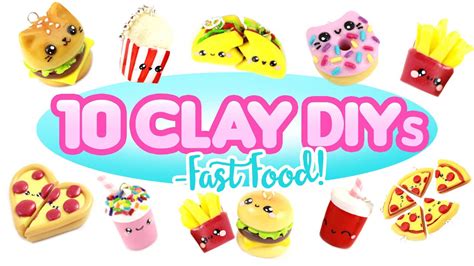 10 DIYs- FAST FOOD theme -cute charms! - BIG Polymer Clay Compilation! - YouTube