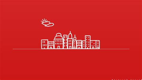 Wallpaper : digital art, cityscape, minimalism, red, clouds, text, logo, graphic design, Sun, 2D ...