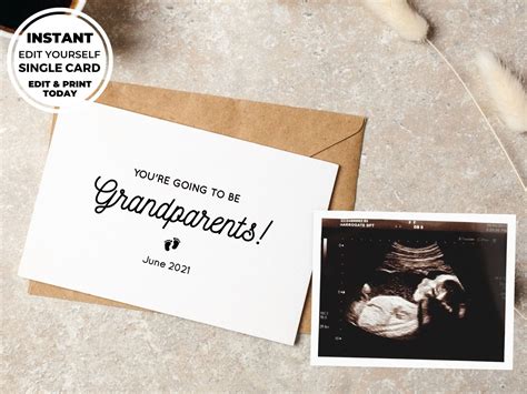 Paper Greeting Cards Paper & Party Supplies Baby Announcement Grandparent Digital Announcement ...
