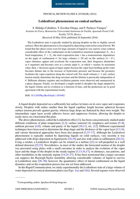 (PDF) Leidenfrost phenomenon on conical surfaces