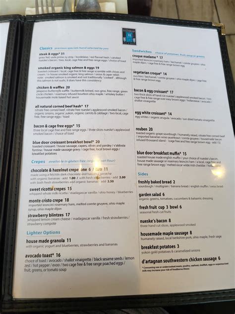 Menu at The Blue Door Café & Bakery, Cuyahoga Falls