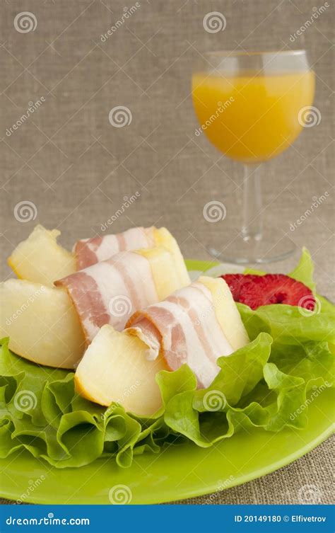 Melon with Parma ham stock photo. Image of plate, appetizer - 20149180