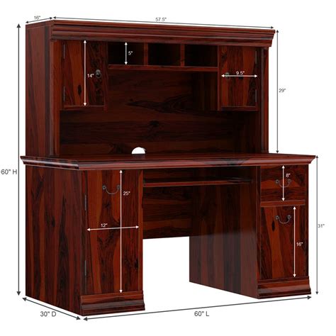 Brooten Rustic Solid Wood Home Office Computer Desk With Hutch