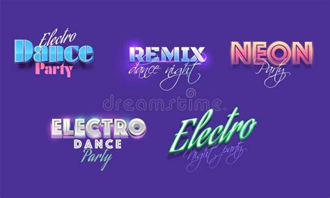 Different Types Text of Party Concept Like As Electro Dance, Remix ...