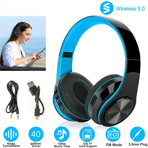 Active Noise Cancelling Headphones Bluetooth Headphones with Microphone Deep Bass Wireless ...