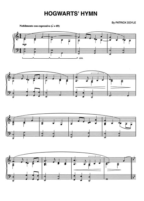 Harry Potter HOGWARTS' HYMN Piano Sheet music | Easy Sheet Music