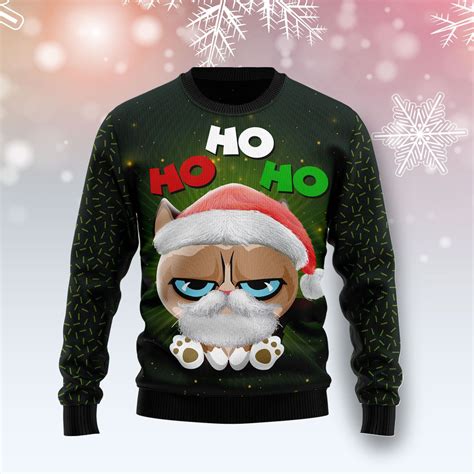 Grumpy Cat Hohoho Christmas Wool Sweater - RobinPlaceFabrics