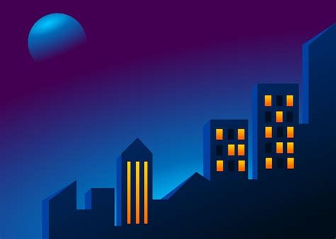 Premium Vector | Beautiful Aesthetic Night City Wallpaper or Background