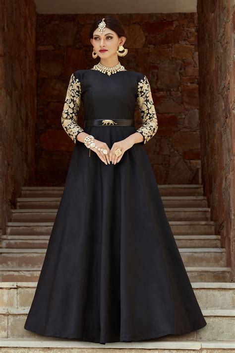 Indian Dress Black Color Indo Western Gown 1108