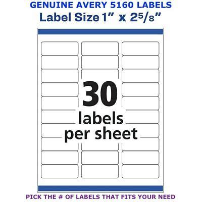 Avery Easy Peel Laser Address Labels 1" x 2 5/8" (5160) PICK YOUR OWN # OF LABEL | eBay