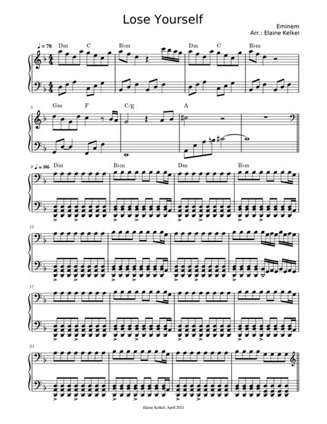 Eminem - Lose Yourself (solo piano) Sheet music for Piano (Solo ...