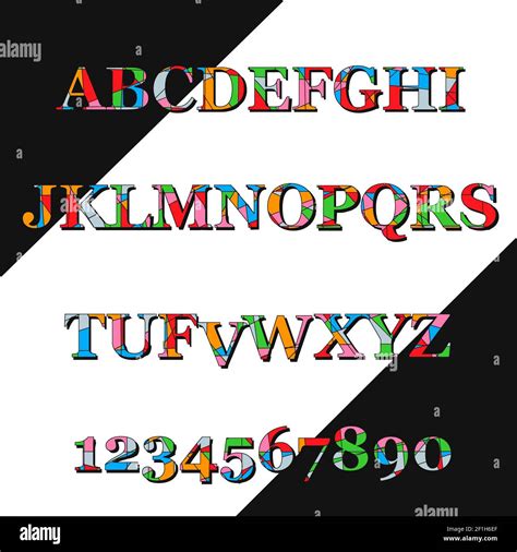 Colorful vector font and numbers Stock Photo - Alamy