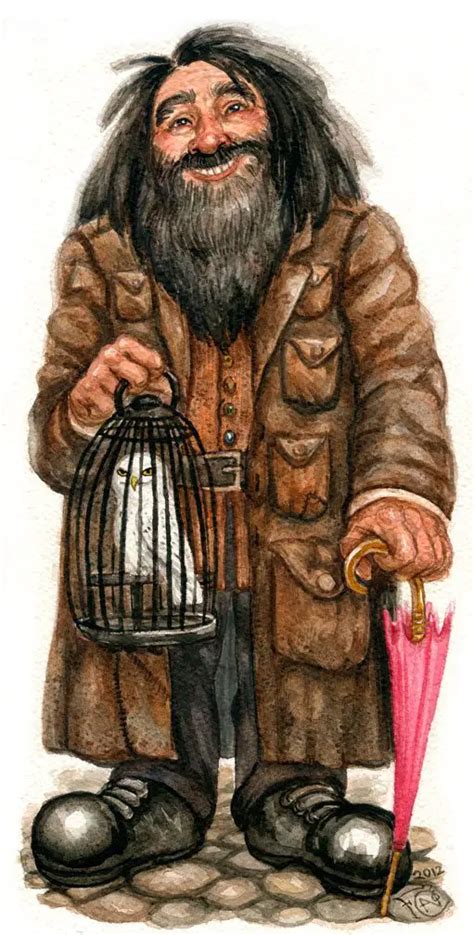 Rubeus Hagrid with Hedwig – Harry Potter Lexicon