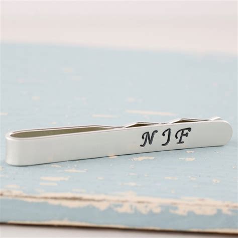 Personalised Wedding Tie Clip. Monogrammed Tie Bar - Louy Magroos