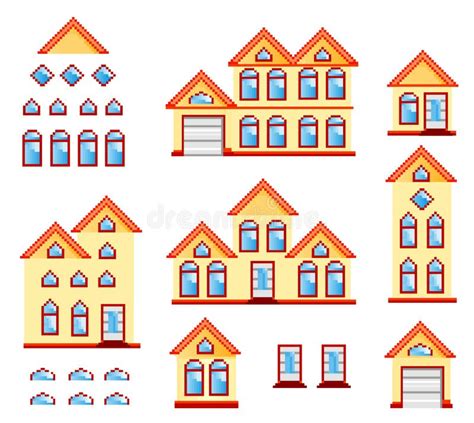 Pixel art stock vector. Illustration of house, building - 32253297