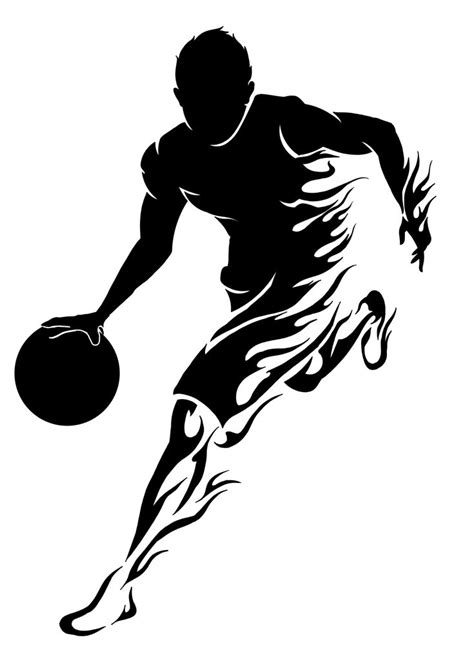 a basketball player dribbling the ball in black and white