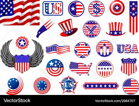 American patriotic badges symbols and labels Vector Image