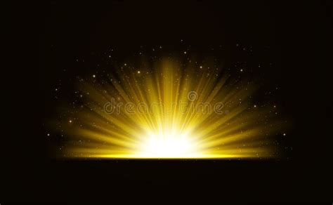 Golden Bright Shining Light Effect with Stars. Rays of Light with Sparkles Stock Vector ...