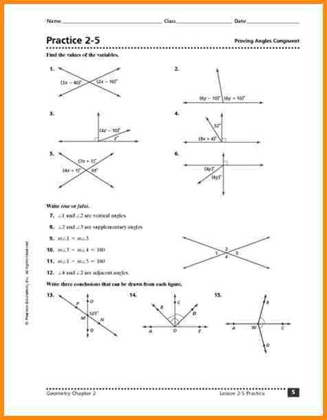 Congruent Angles Worksheet | Free Worksheets Samples