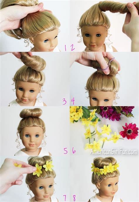 Doll hairstyle bun with flower crown – Artofit