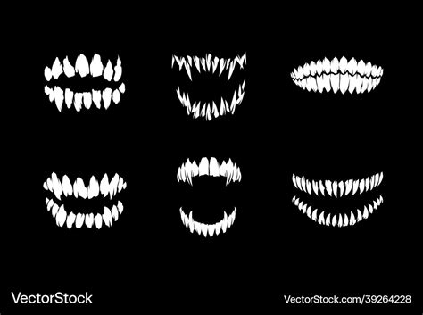 Monster zombie or vampire fangs teeth silhouette Vector Image