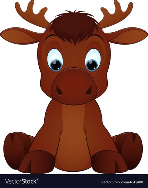 Funny moose Royalty Free Vector Image - VectorStock | Moose cartoon, Funny moose, Cute animals