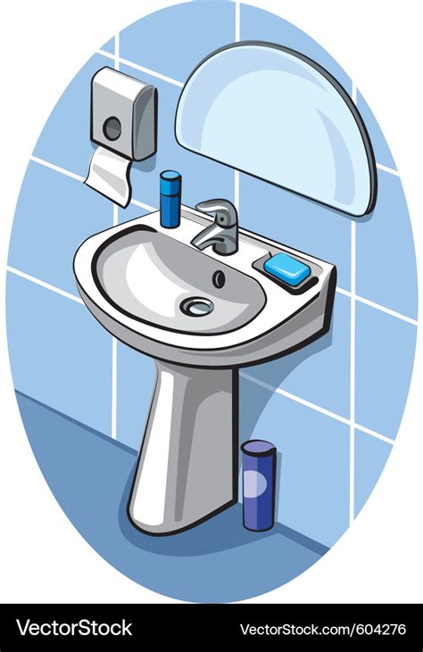 Sink and faucet in bathroom Royalty Free Vector Image