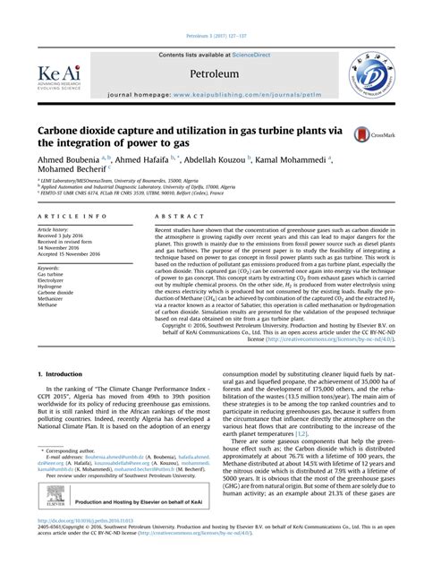 (PDF) Carbone dioxide capture and utilization in gas turbine plants via ...