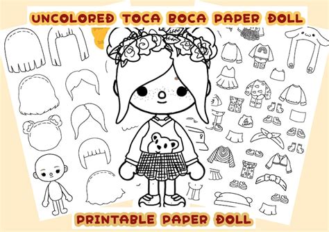 Color Toca Boca Paper Doll and Clothes / Toca Boca Papercraft - Etsy Israel