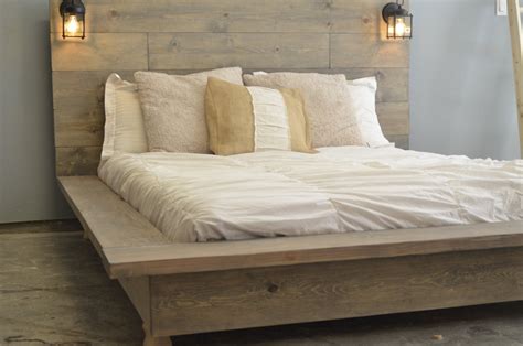 Floating Wood Platform Bed frame with Lighted