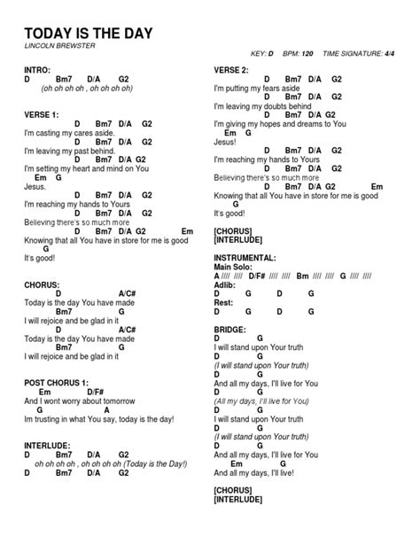 Today Is The Day Chord Chart | PDF | Entertainment (General)