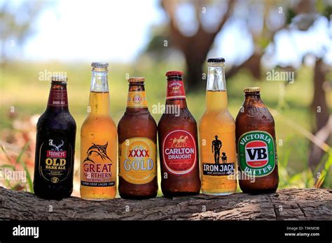 Different Australian beer brands, six bottles of beer from different ...