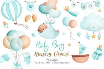 Baby Boy Nursery Clipart by Nice Clipart | TPT
