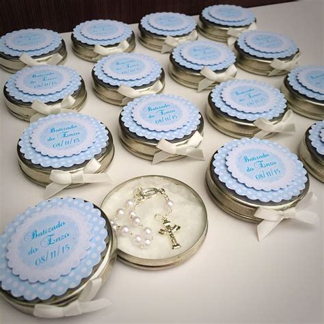 Personalised Christening Baptism Wedding Tin Favour with mini Rosary ...