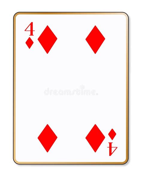 Four of Diamonds Playing Card. Unique Hand Drawn Pocker Card Stock ...