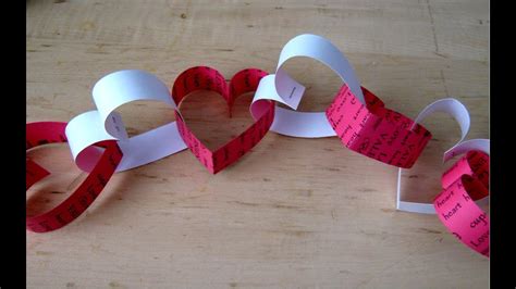 Valentines Day paper heart chain decoration - YouTube