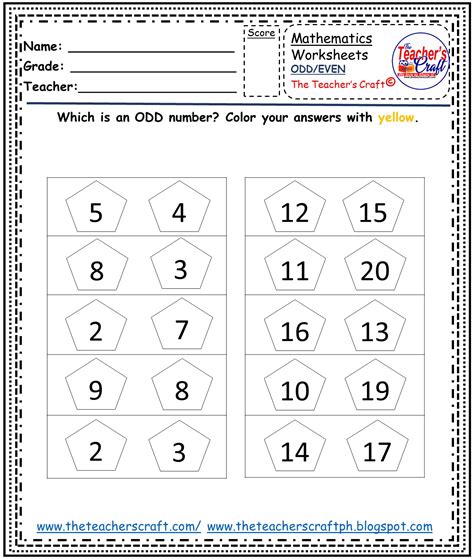 Even Number Odd Number Worksheet