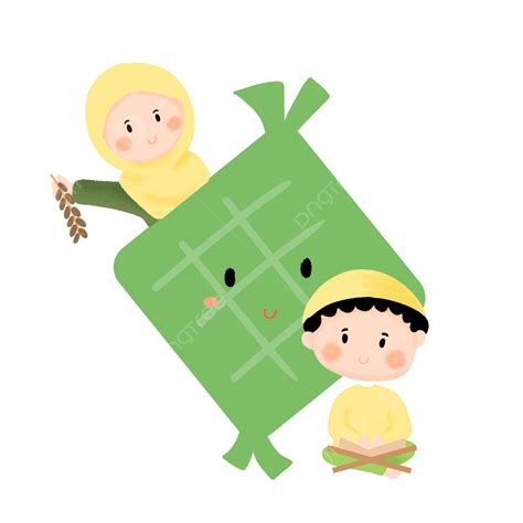 Ketupat Illustration PNG Transparent, Cute Kids With Ketupat Illustration, Cute Kids, Ketupat ...