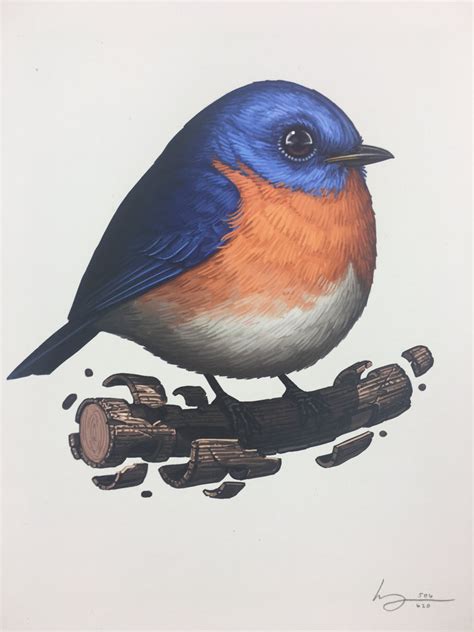 Fat Bird - 2017 Mike Mitchell Eastern Bluebird Art Print