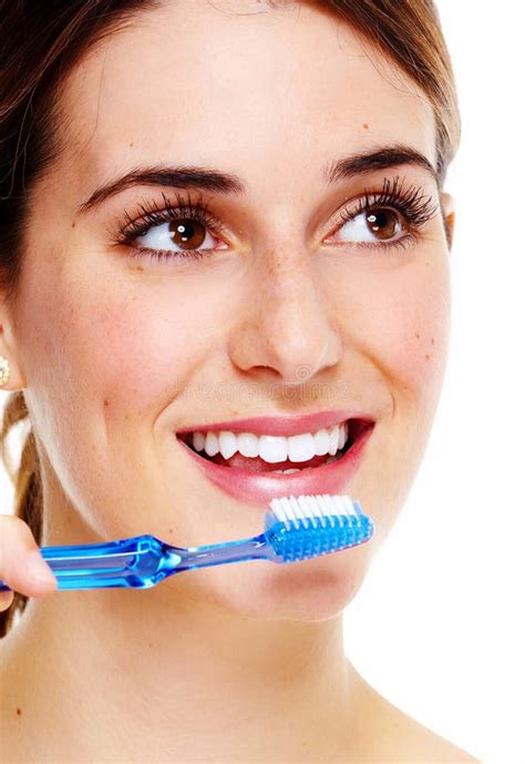 Woman brushing teeth. stock image. Image of oral, beauty - 35581153