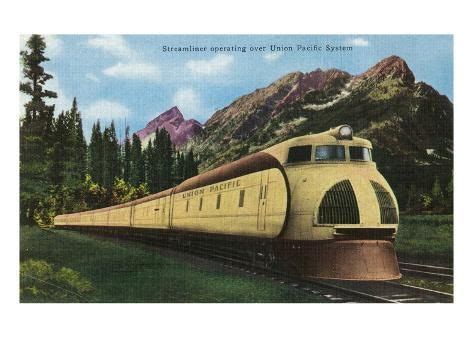 'Union Pacific Streamliner Passing Mountains' Art Print - Lantern Press ...