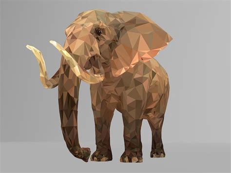 3D asset Elephant Low Polygon Art African Animal