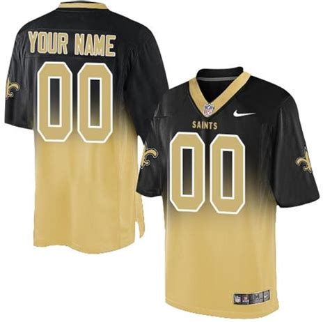 Nike New Orleans Saints Customized Black/Gold Men's Stitched Elite Fadeaway Fashion NFL Jersey ...