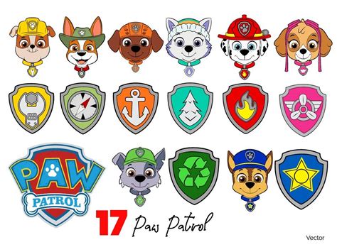 17 Paw Patrol Head and badges SVG Bundle | Paw Patrol Cut Files For ...